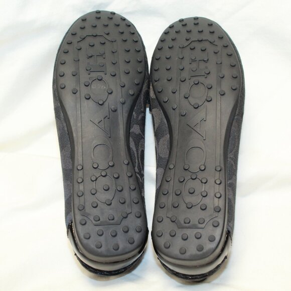 Coach Size 9 B Black Logo W Patent Leather Trim FORTUNATA Slip On Moc Toe Flats - Picture 5 of 11